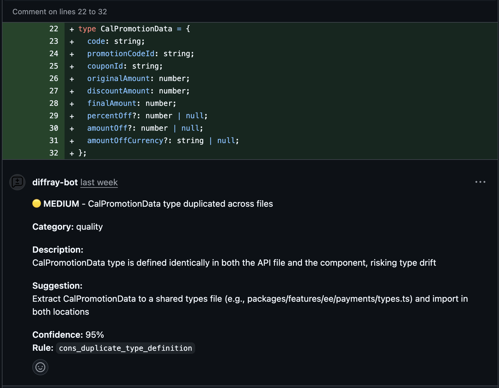 diffray detecting duplicate type definition across files