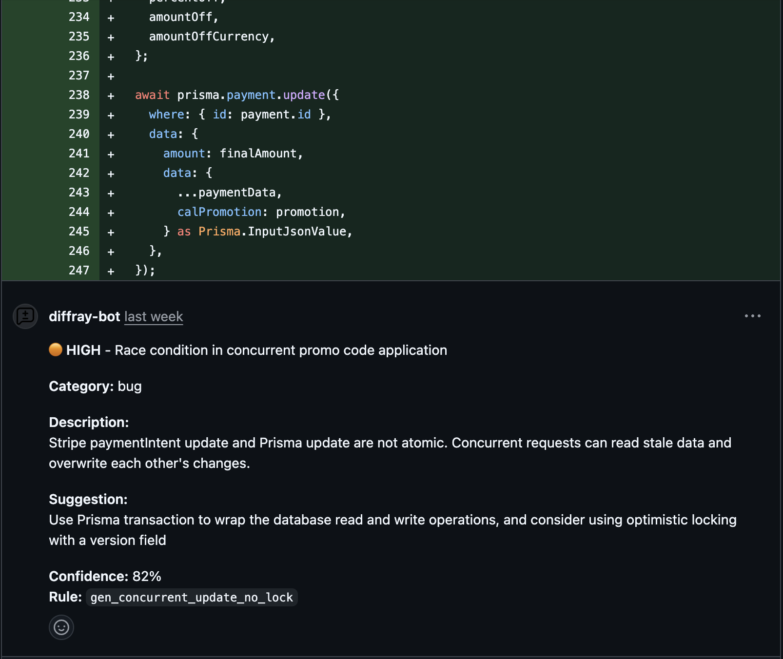 diffray detecting race condition in concurrent promo code application
